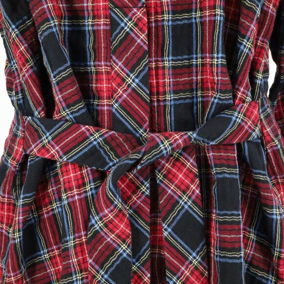J Jill Top Womens Medium Black Red Plaid Long Blouse Buttons Attached Tie - Picture 11 of 16